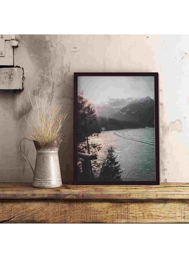 LOWHA Calm Of Body Of Water In Front Of Mountain Wall Art Painting Multicolour 32x22x2centimeter  - Image 5