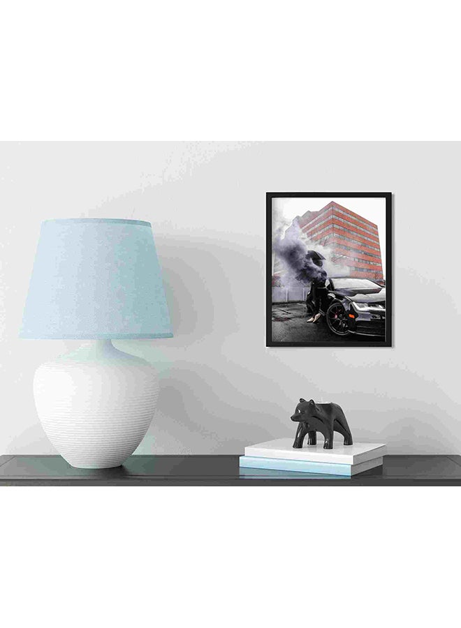 LOWHA Photo Of Man Leaning On Black Frame Car Wall Art Painting Multicolour 32x22x2cm - Image 3