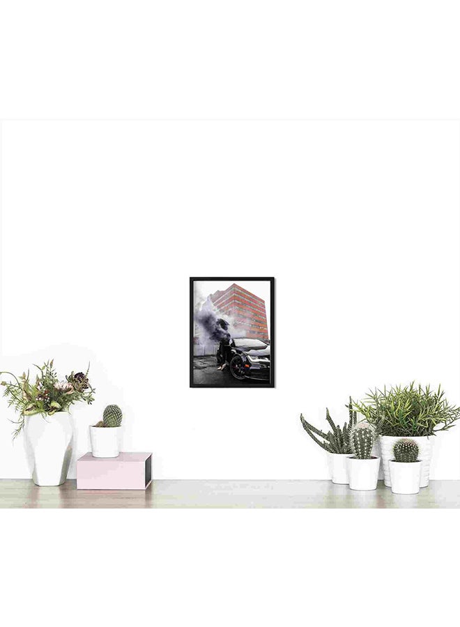 LOWHA Photo Of Man Leaning On Black Frame Car Wall Art Painting Multicolour 32x22x2cm - Image 4