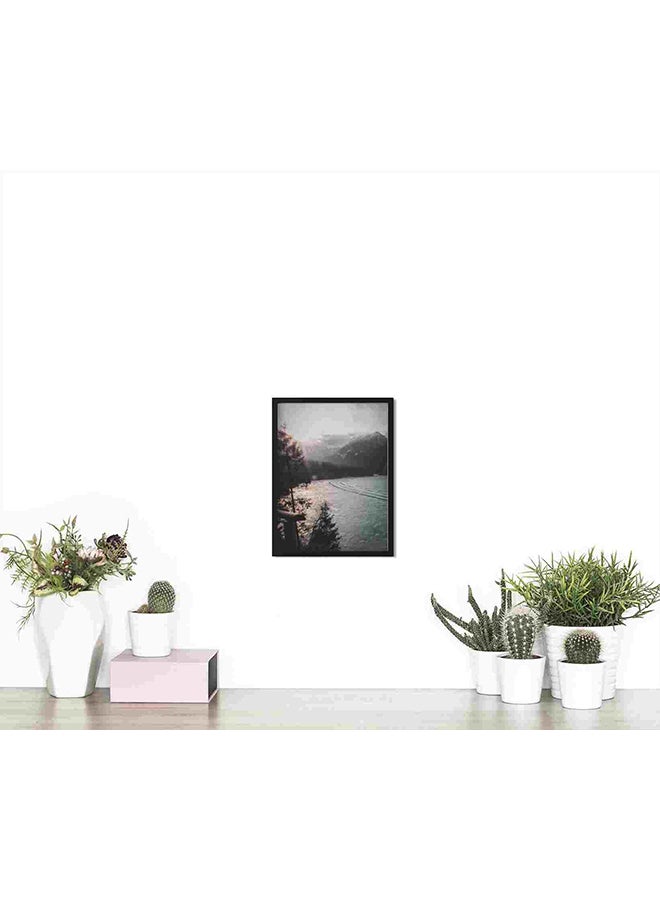 LOWHA Calm Of Body Of Water In Front Of Mountain Wall Art Painting Multicolour 32x22x2centimeter  - Image 4