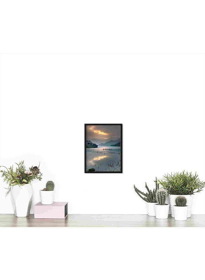 LOWHA Body Of Water Under Sunset Wall Art Painting Multicolour 32x22x2cm - Image 4