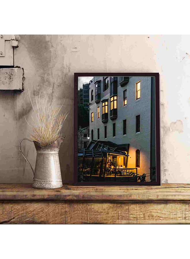 لوحة فنية لديكور الحائط بطبعة مقهى باللون الرمادي متعدد الألوان 32x22x2سم - Image 5