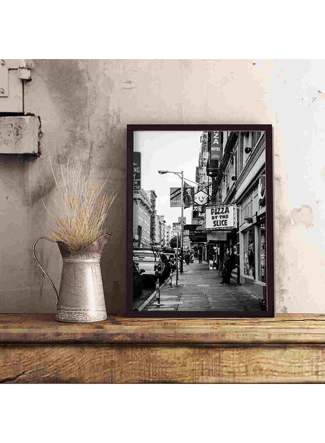 لوحة فنية لديكور الحائط بنمط هندسي بإطار أسود ومبانٍ بيضاء 111204 متعدد الألوان 32x22x2سم - Image 5