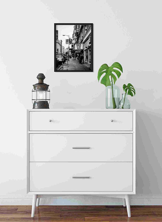 لوحة فنية لديكور الحائط بنمط هندسي بإطار أسود ومبانٍ بيضاء 111204 متعدد الألوان 32x22x2سم - Image 2