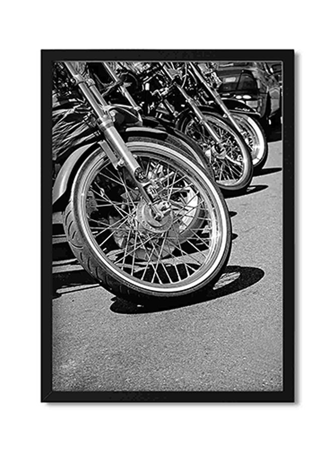 LOWHA Photo Of Parked Motorcycle Wall Art Painting Multicolour 32x22x2cm - Image 1