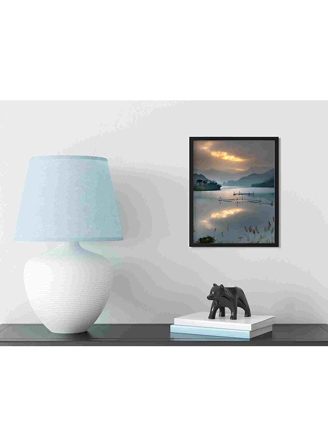 LOWHA Body Of Water Under Sunset Wall Art Painting Multicolour 32x22x2cm - Image 3