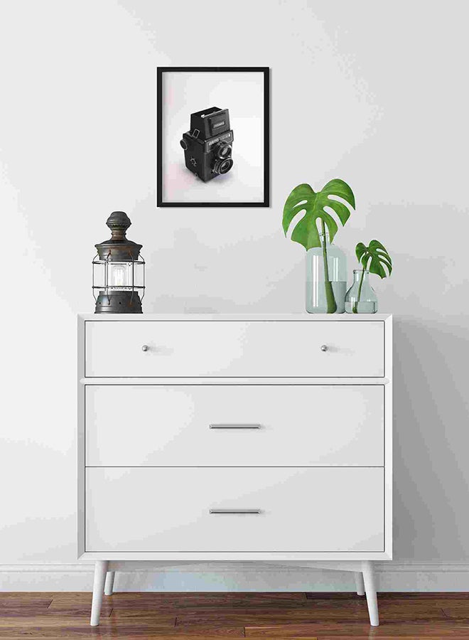 LOWHA Black Frame Twin Lens Camera Wall Art Painting Multicolour 32x22x2cm  - Image 2