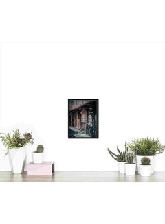 LOWHA Black Frame Road Bike On Pathwa Wall Art Painting Multicolour 32x22x2cm  - Image 4