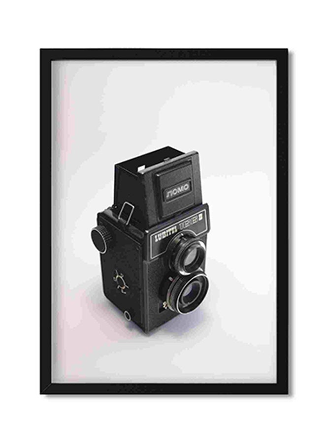 LOWHA Black Frame Twin Lens Camera Wall Art Painting Multicolour 32x22x2cm  - Image 1