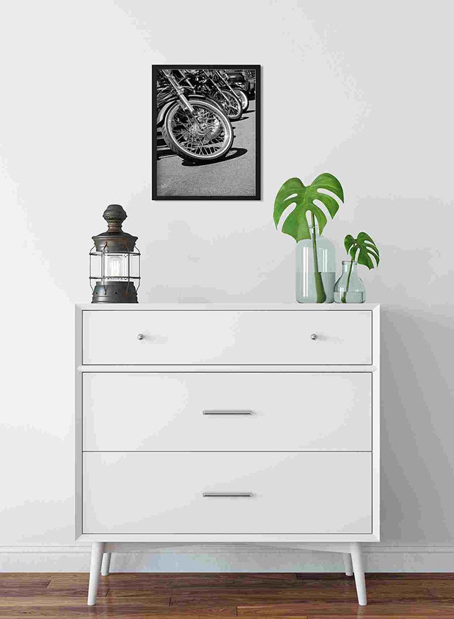 LOWHA Photo Of Parked Motorcycle Wall Art Painting Multicolour 32x22x2cm - Image 2