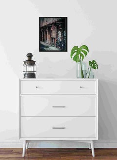 LOWHA Black Frame Road Bike On Pathwa Wall Art Painting Multicolour 32x22x2cm  - Image 2