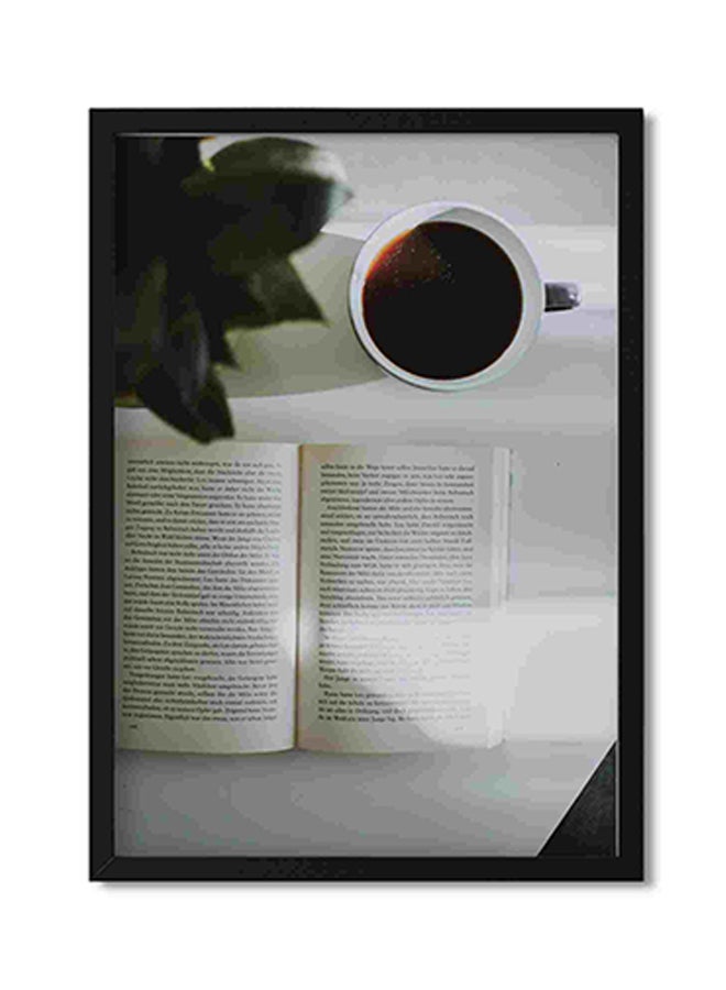 LOWHA Reding With Coffee Cup Wall Art Painting Multicolour 32x22x2cm - Image 1