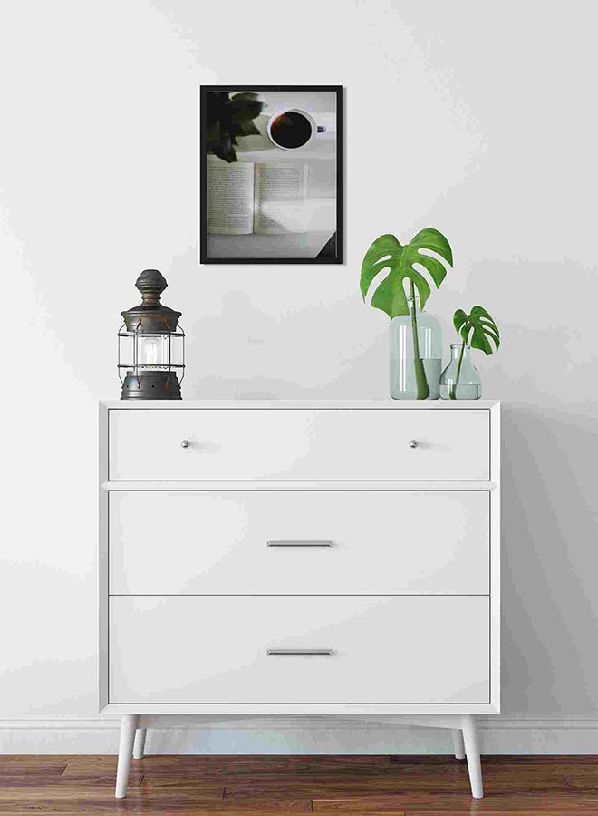 LOWHA Reding With Coffee Cup Wall Art Painting Multicolour 32x22x2cm - Image 2