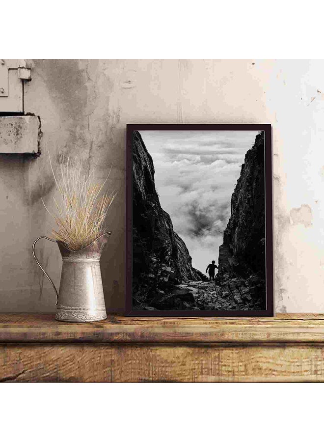 LOWHA - Man Walking Between Two Cliff Wall Art Painting Multicolour 32x22x2centimeter - Image 1