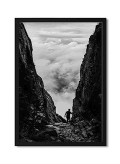 Man Walking Between Two Cliff Wall Art Painting Multicolour 32x22x2centimeter