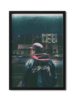 LOWHA Man Standing Beside Road Wall Art Painting Multicolour 32x22x2cm  - Image 1