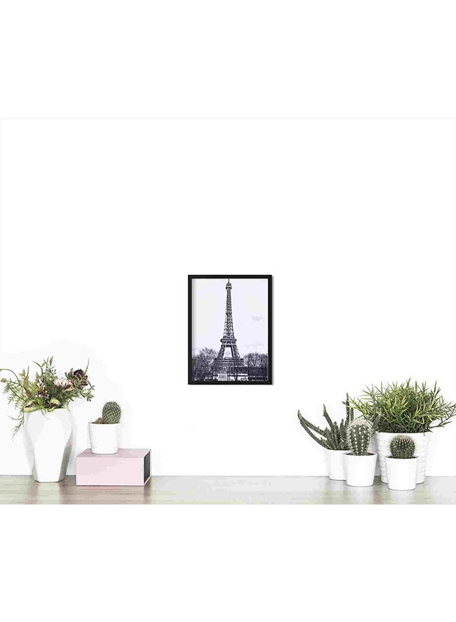 LOWHA Eiffel Tower, Paris Black Frame And White Wall Art Painting Multicolour 32x22x2centimeter  - Image 4