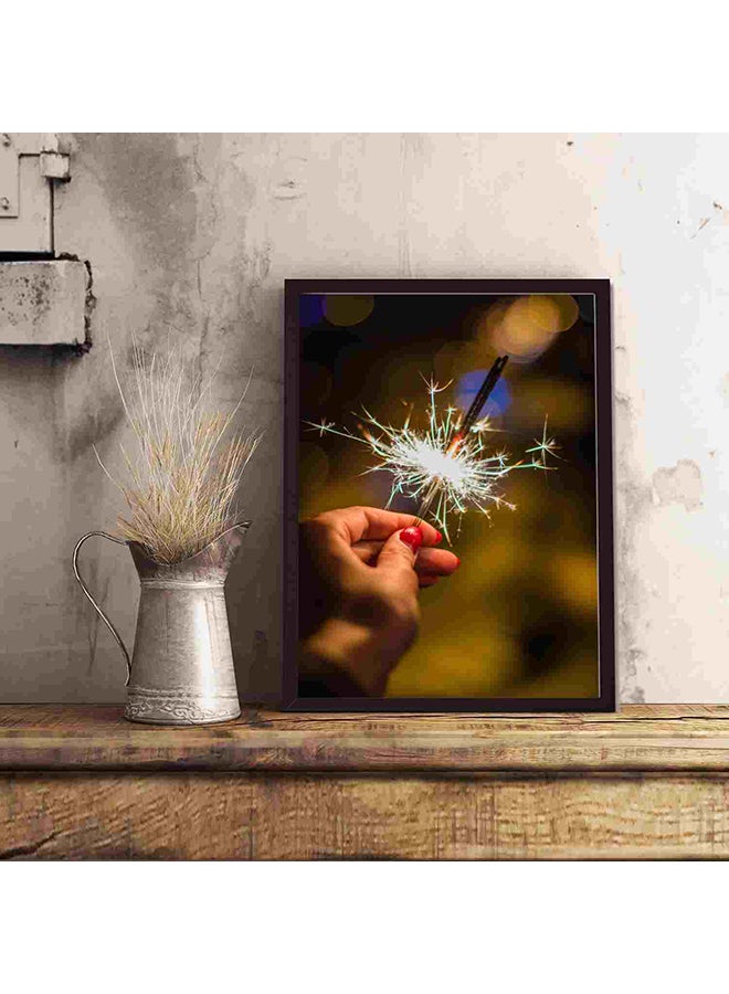 لوحة فنية لديكور الحائط بطبعة ألعاب نارية باللون الرمادي متعدد الألوان 32x22x2سم - Image 5