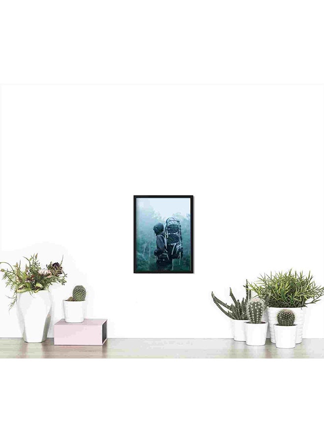 LOWHA Man Wearing Black Frame Hoodie Carries Black Frame Bag Wall Art Painting Multicolour 32x22x2cm - Image 4