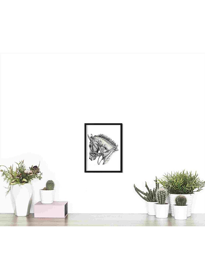 LOWHA Horse Head Black Frame And White Wall Art Painting Multicolour 32x22x2cm - Image 4