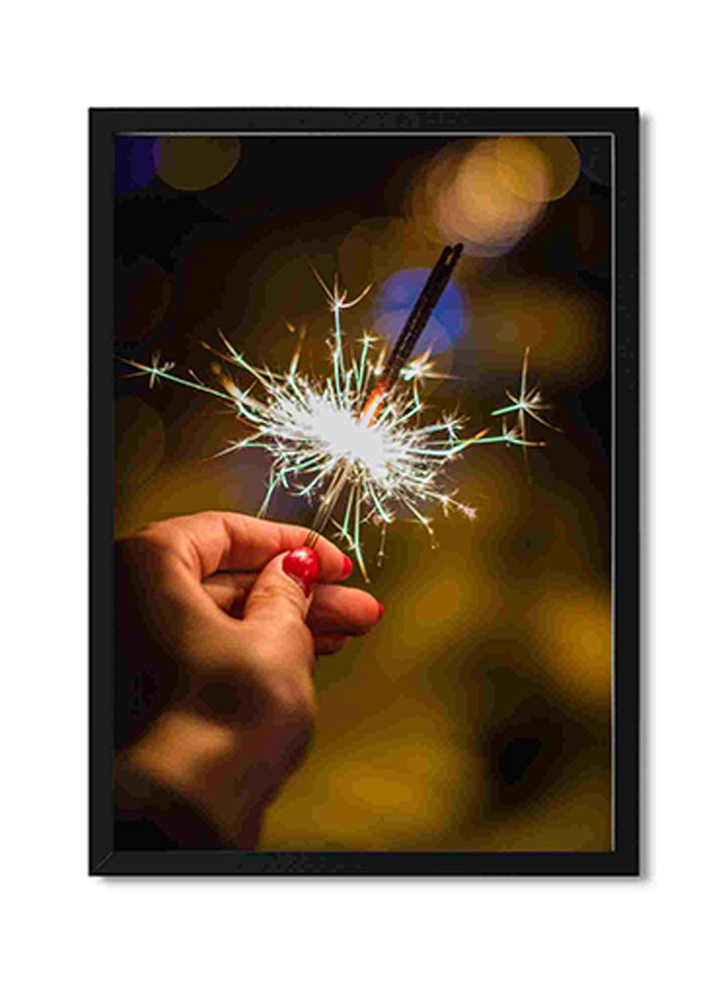 لوحة فنية لديكور الحائط بطبعة ألعاب نارية باللون الرمادي متعدد الألوان 32x22x2سم - Image 1