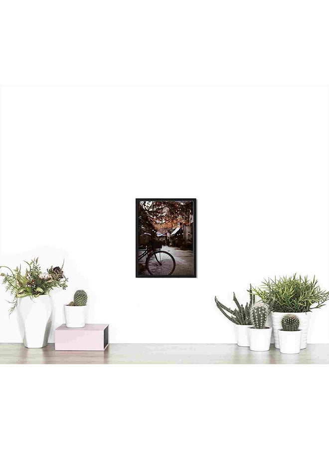 LOWHA Bike With Basket Parked Near Tree Wall Art Painting Multicolour 32x22x2cm  - Image 4