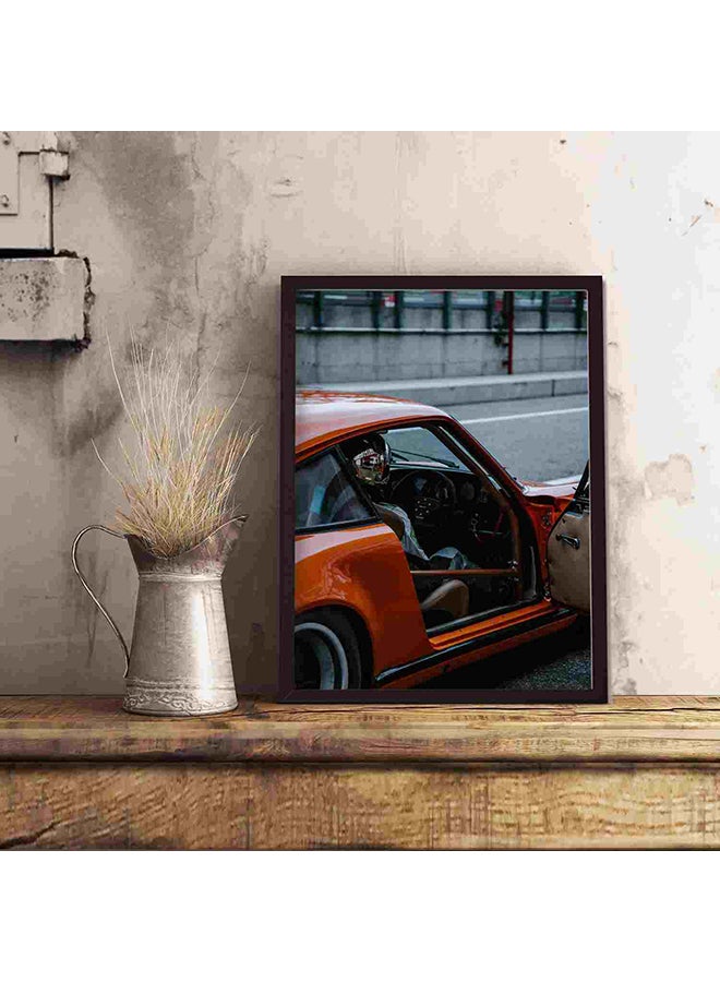 لوحة فنية لديكور الحائط لسيارة بلون برتقالي متعدد الألوان 32x22x2سم - Image 5