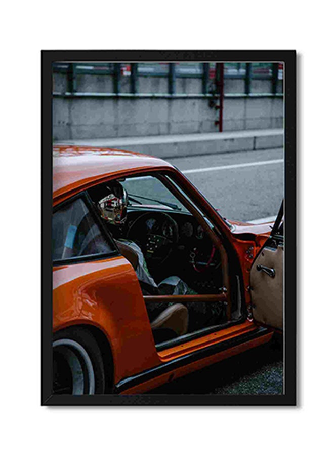 لوحة فنية لديكور الحائط لسيارة بلون برتقالي متعدد الألوان 32x22x2سم - Image 1