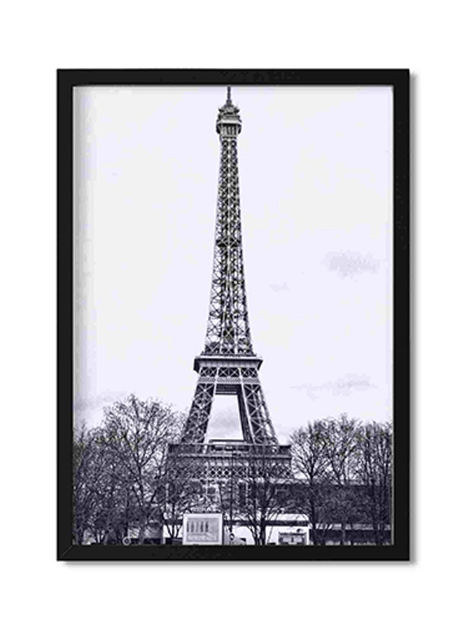 LOWHA Eiffel Tower, Paris Black Frame And White Wall Art Painting Multicolour 32x22x2centimeter  - Image 1