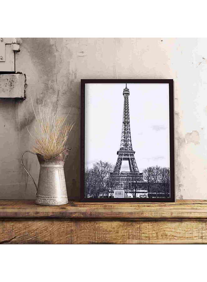 LOWHA Eiffel Tower, Paris Black Frame And White Wall Art Painting Multicolour 32x22x2centimeter  - Image 5