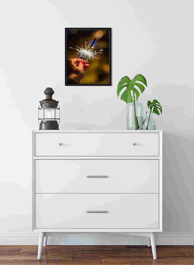 لوحة فنية لديكور الحائط بطبعة ألعاب نارية باللون الرمادي متعدد الألوان 32x22x2سم - Image 2