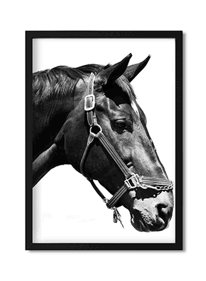 LOWHA Horse Head Black Frame And Whitw Wall Art Painting Multicolour 32x22x2cm - Image 1