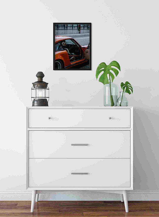 لوحة فنية لديكور الحائط لسيارة بلون برتقالي متعدد الألوان 32x22x2سم - Image 2