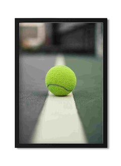 LOWHA Green Tennis Ball On Court Wall Art Painting Multicolour 32x22x2centimeter  - Image 1