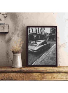 LOWHA Vintage Vehicle On Road Near Building Wall Art Painting Multicolour 32x22x2cm  - Image 5