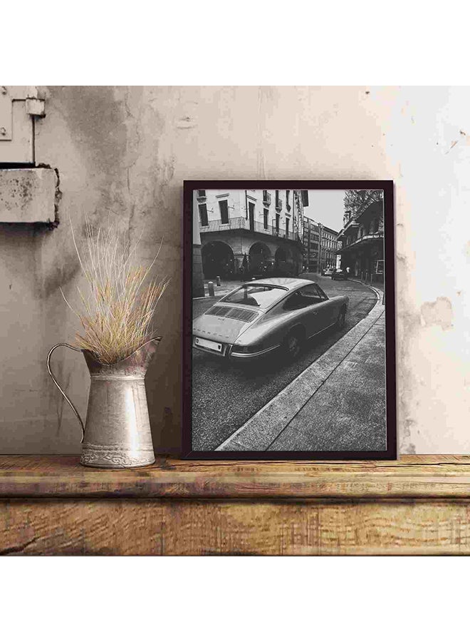 LOWHA Vintage Vehicle On Road Near Building Wall Art Painting Multicolour 32x22x2cm  - Image 5