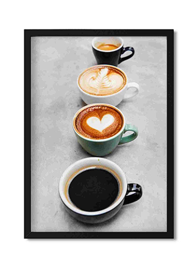 LOWHA Four Assorted Color Mugs Filled With Coffee Wall Art Painting Multicolour 32x22x2centimeter - Image 1