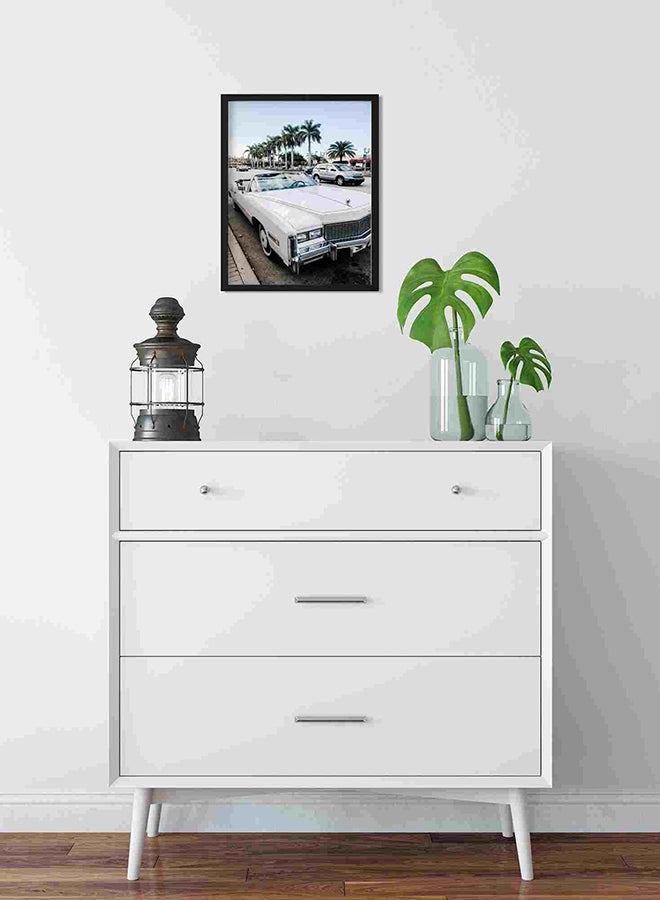 LOWHA Vintage White Coupe Wall Art Painting Multicolour 32x22x2cm - Image 2