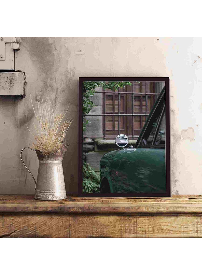 لوحة فنية لديكور الحائط بطبعة سيارة قديمة باللون الأخضر متعدد الألوان 32x22x2سم - Image 5