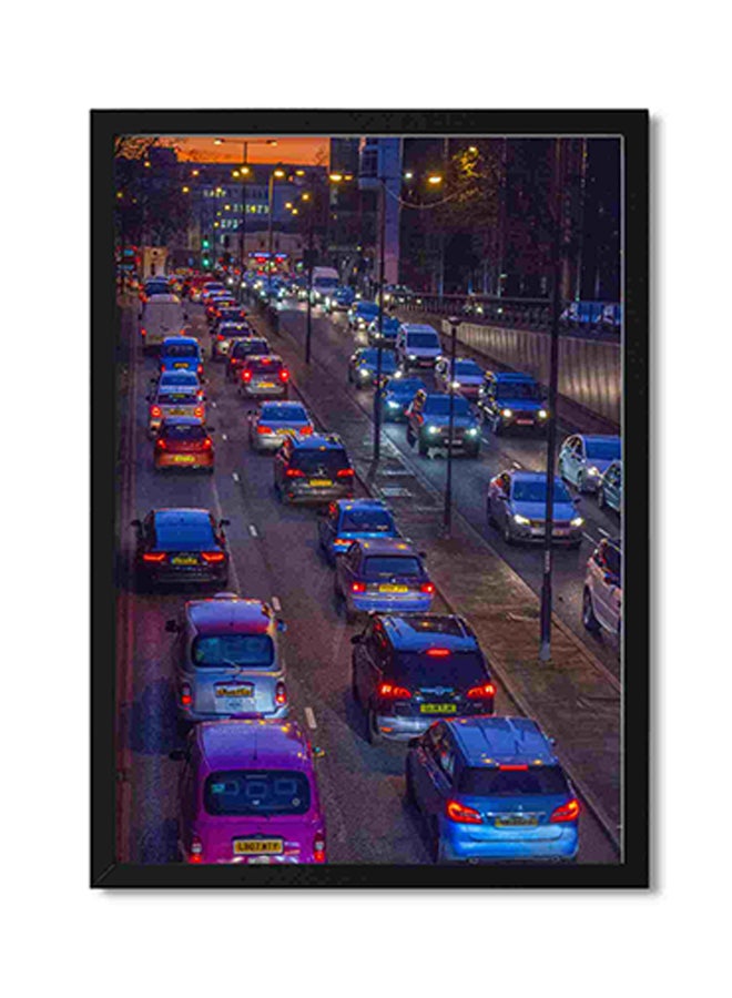 LOWHA Cars On Road During Sunset Wall Art Painting Multicolour 32x22x2cm  - Image 1