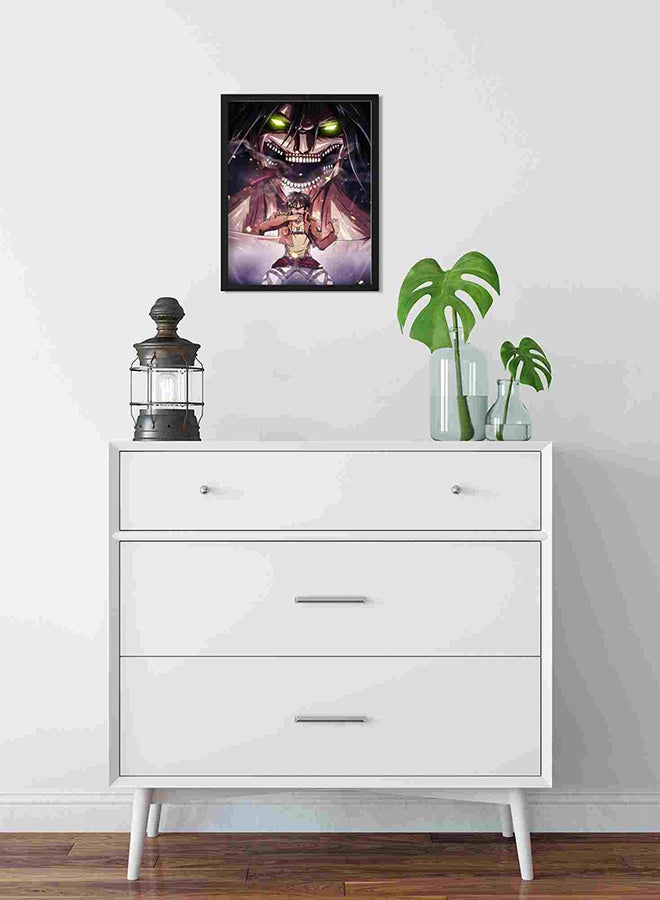 LOWHA Attack On Titan Eren Wall Art Painting Multicolour 32x22x2centimeter  - Image 2