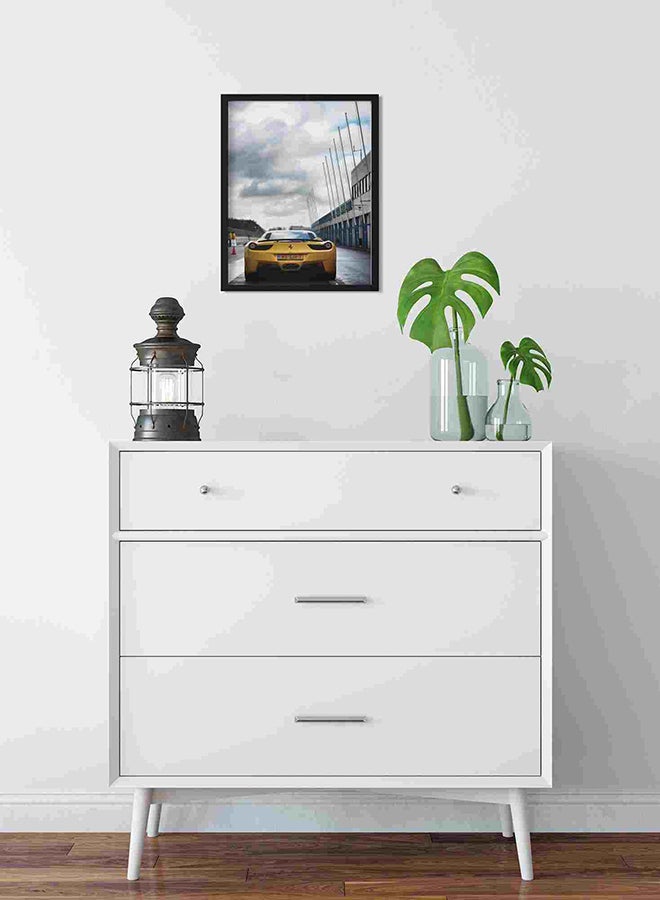 لوحة فنية لديكور الحائط تمثل سيارة فيراري لافيراري صفراء متعدد الألوان 32x22x2سم - Image 2