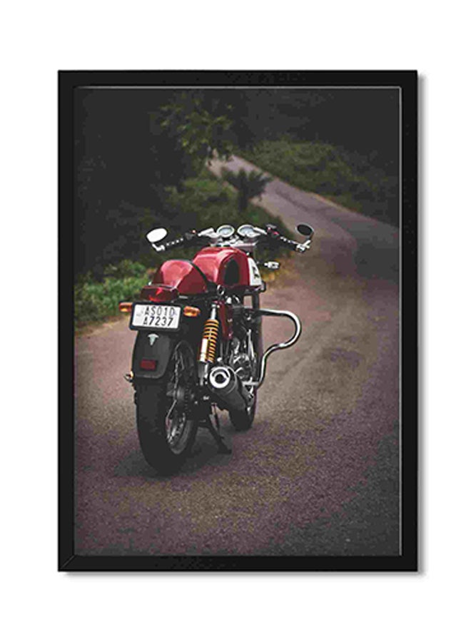 LOWHA Motorcycle Parked On Road Wall Art Painting Multicolour 32x22x2cm  - Image 1