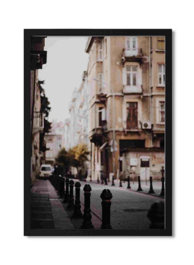 لوحة فنية لديكور الحائط بإطار أسود وأعمدة معدنية متعدد الألوان 32x22x2سم - Image 1