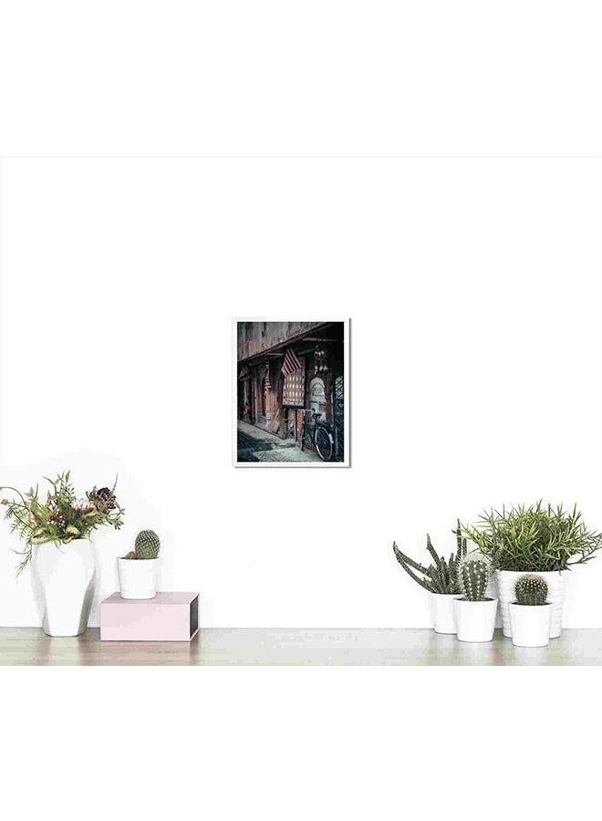 LOWHA - Black Frame Road Bike On Pathwa Wall Art Painting Multicolour 32x22x2cm - Image 1