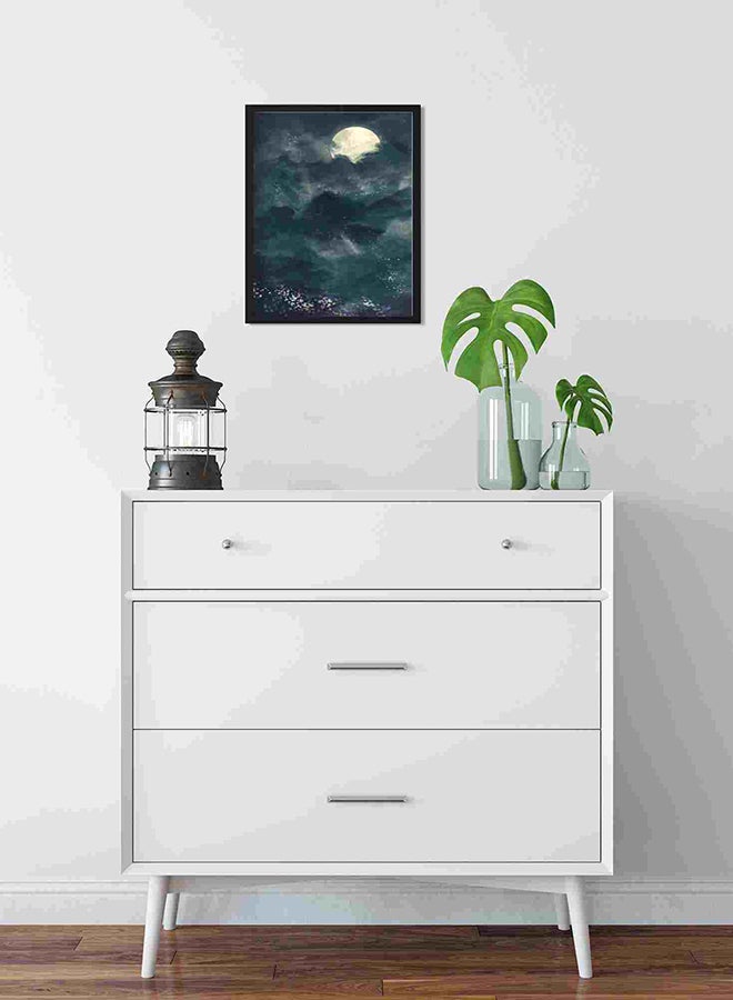 لوحة فنية لديكور الحائط تمثل ضوء النجوم والقمر متعدد الألوان 32x22x2سم - Image 2