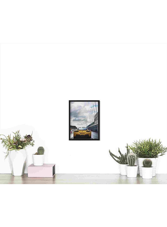 لوحة فنية لديكور الحائط تمثل سيارة فيراري لافيراري صفراء متعدد الألوان 32x22x2سم - Image 4