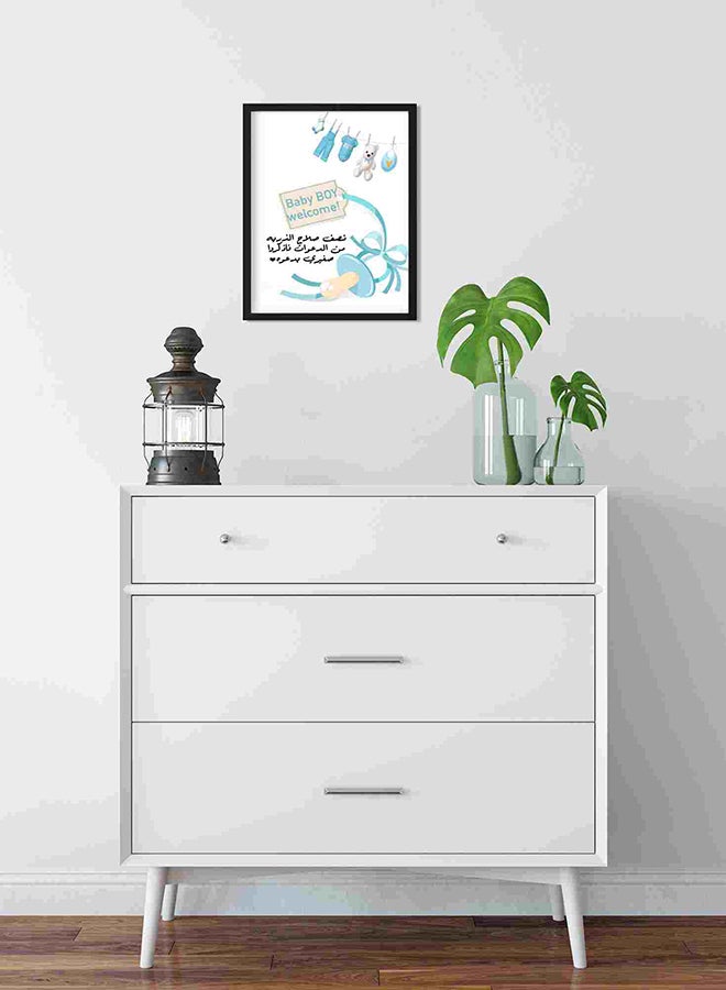 لوحة فنية لديكور الحائط مطبوع عليها عبارة "Baby Boy Welcome" متعدد الألوان 32x22x2Ø³Ù†ØªÙŠÙ…ØªØ± - Image 2