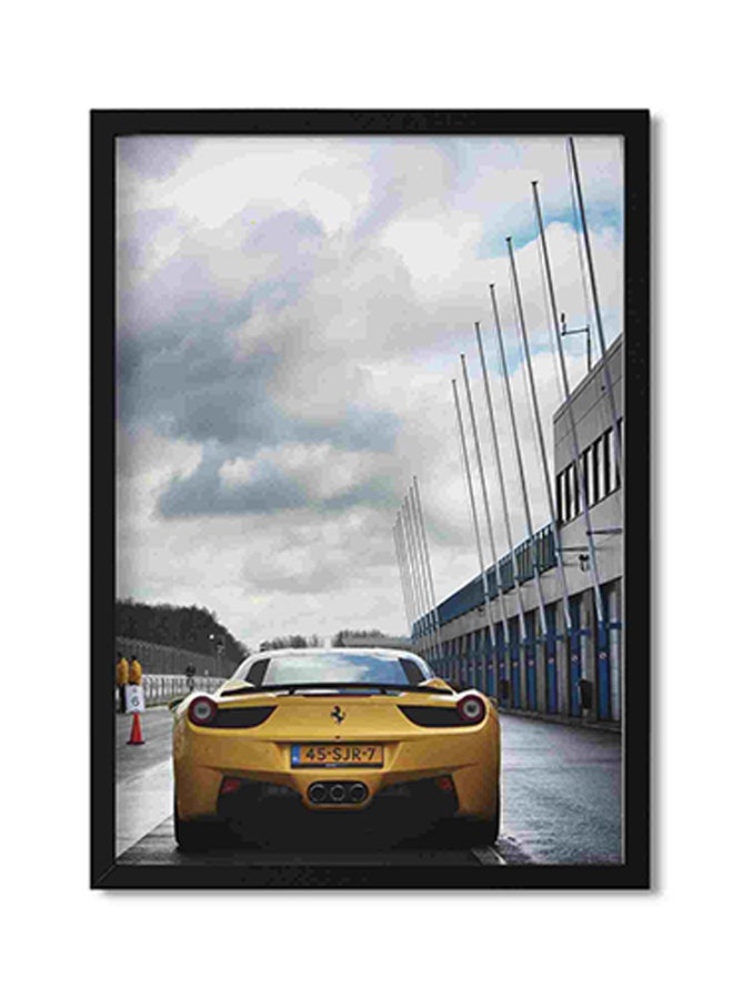 لوحة فنية لديكور الحائط تمثل سيارة فيراري لافيراري صفراء متعدد الألوان 32x22x2سم - Image 1