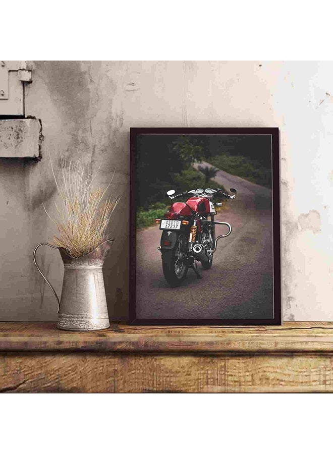 LOWHA Motorcycle Parked On Road Wall Art Painting Multicolour 32x22x2cm  - Image 5